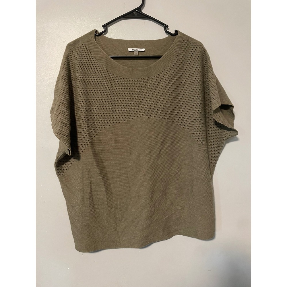 Vila Milano Womens XL Olive Green Perforated Mesh Knit Poncho Sweater Top